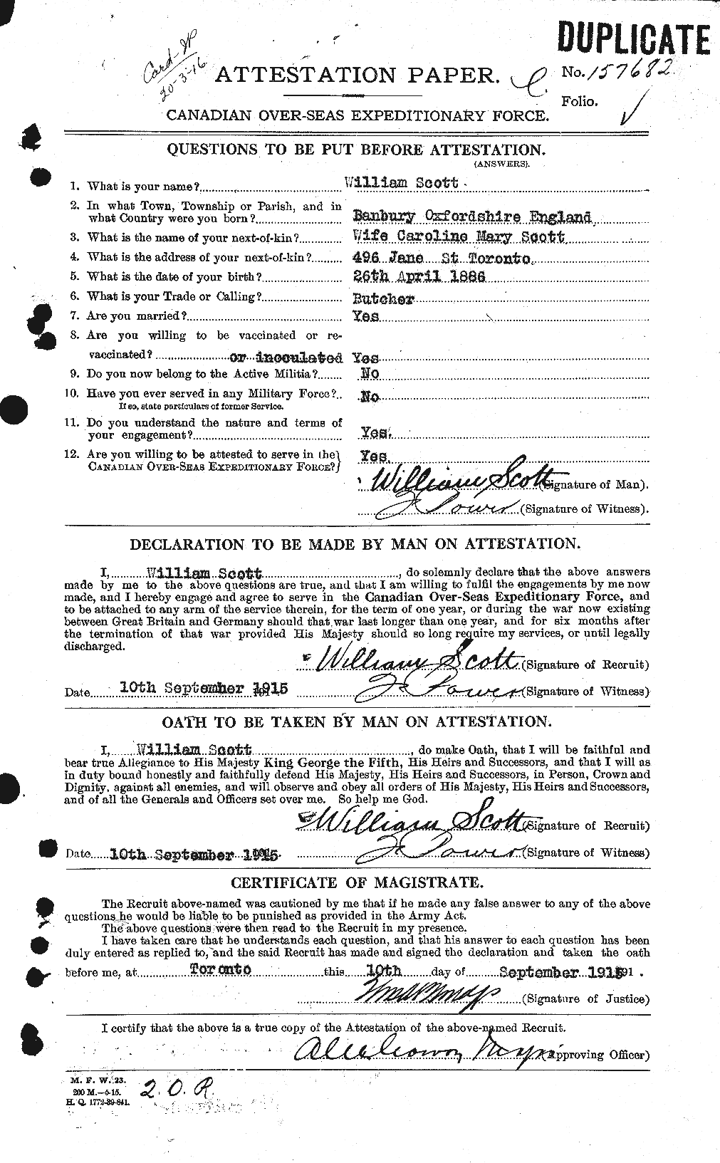 Personnel Records of the First World War - CEF 087666a