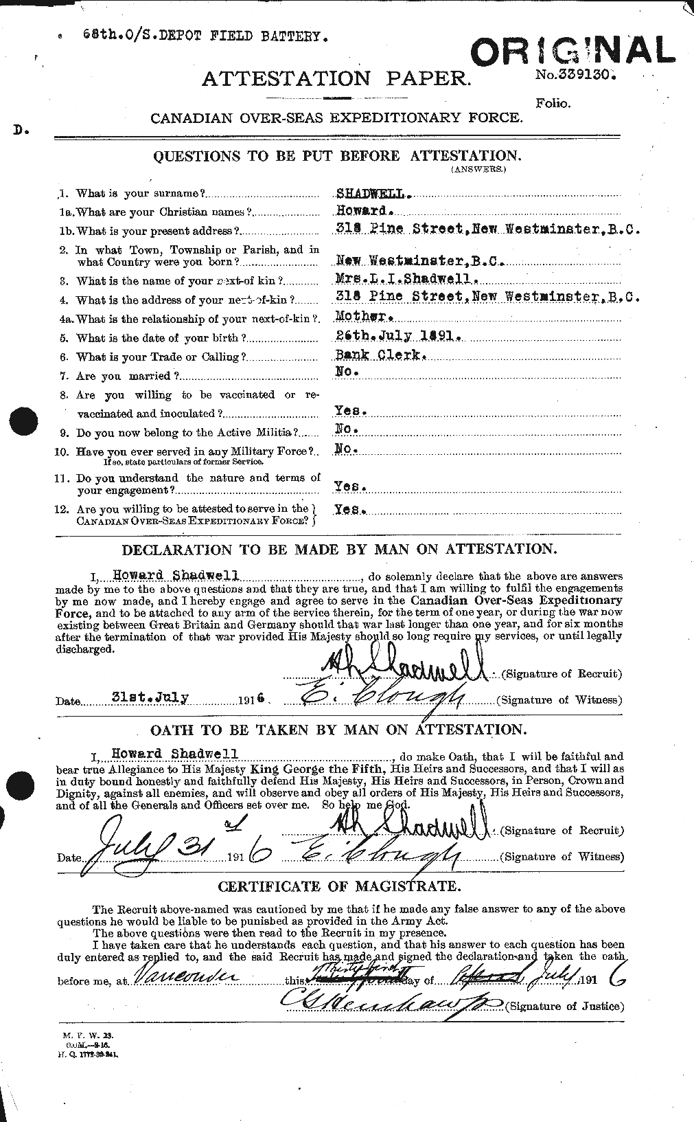 Personnel Records of the First World War - CEF 087718a