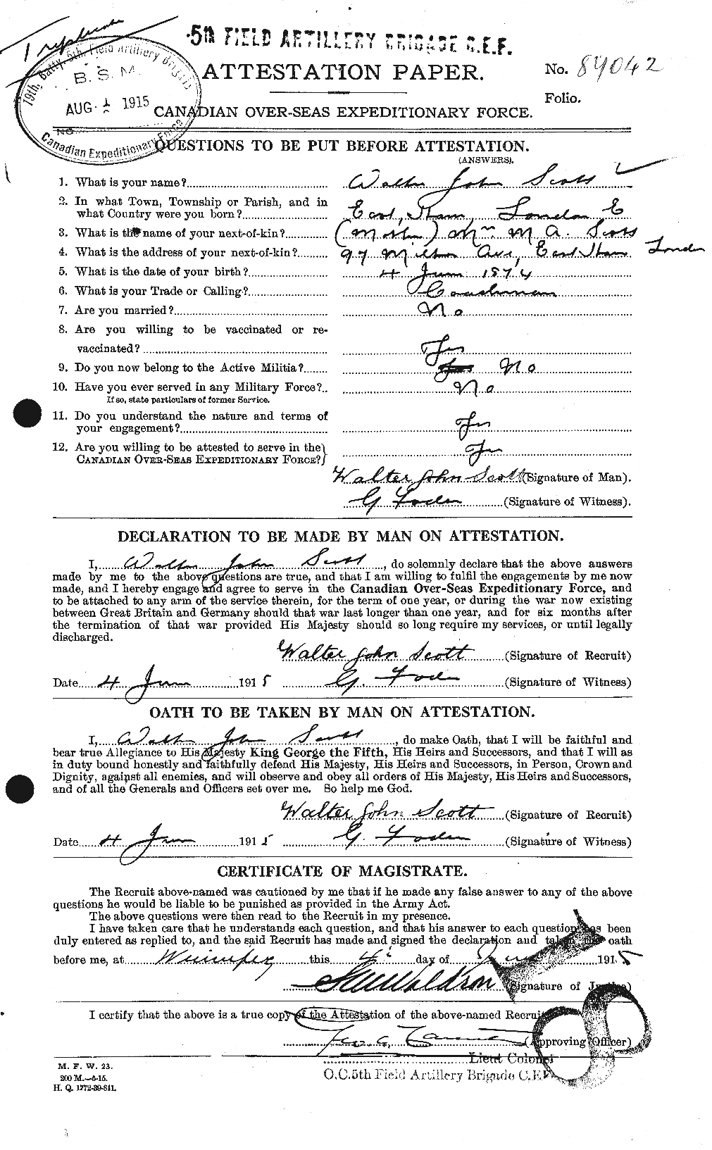 Personnel Records of the First World War - CEF 087973a