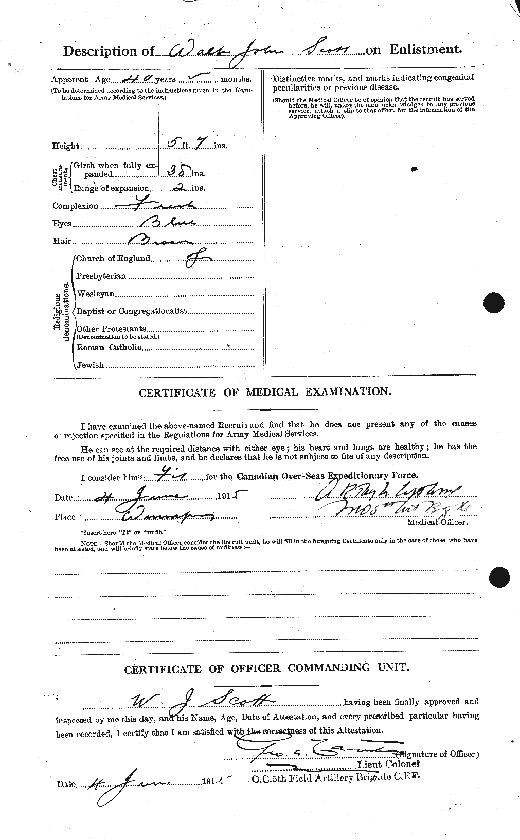 Dossiers du Personnel de la Première Guerre mondiale - CEC 087973b