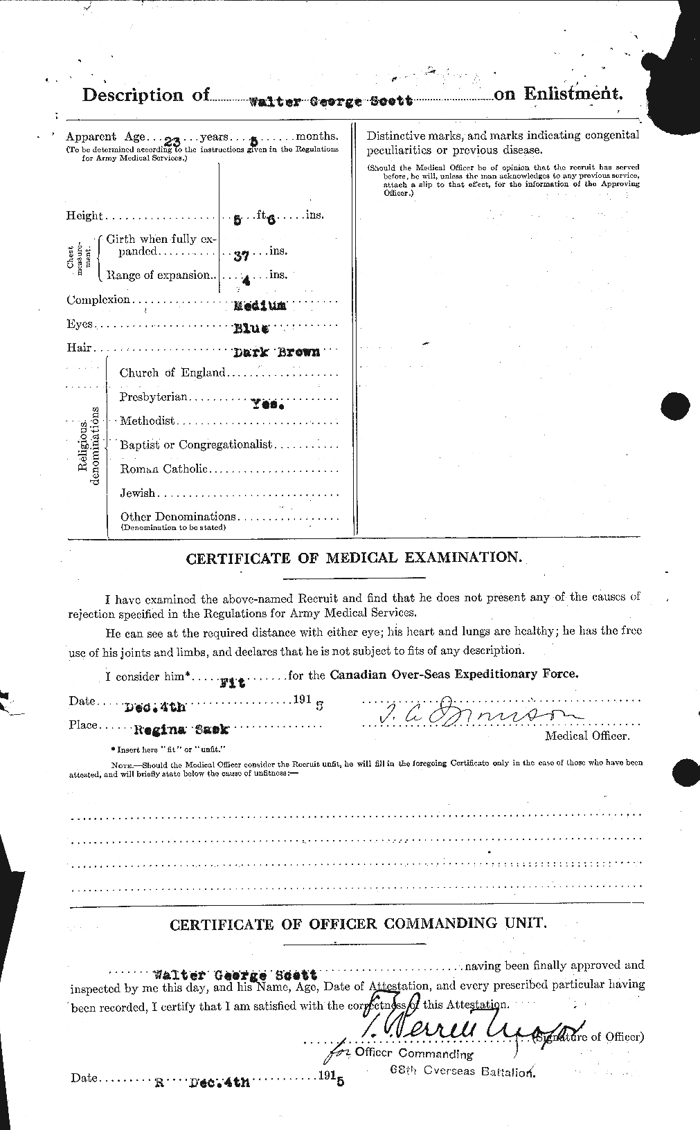 Dossiers du Personnel de la Première Guerre mondiale - CEC 087987b