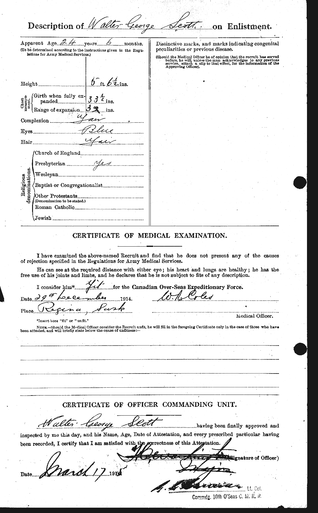 Dossiers du Personnel de la Première Guerre mondiale - CEC 087988b