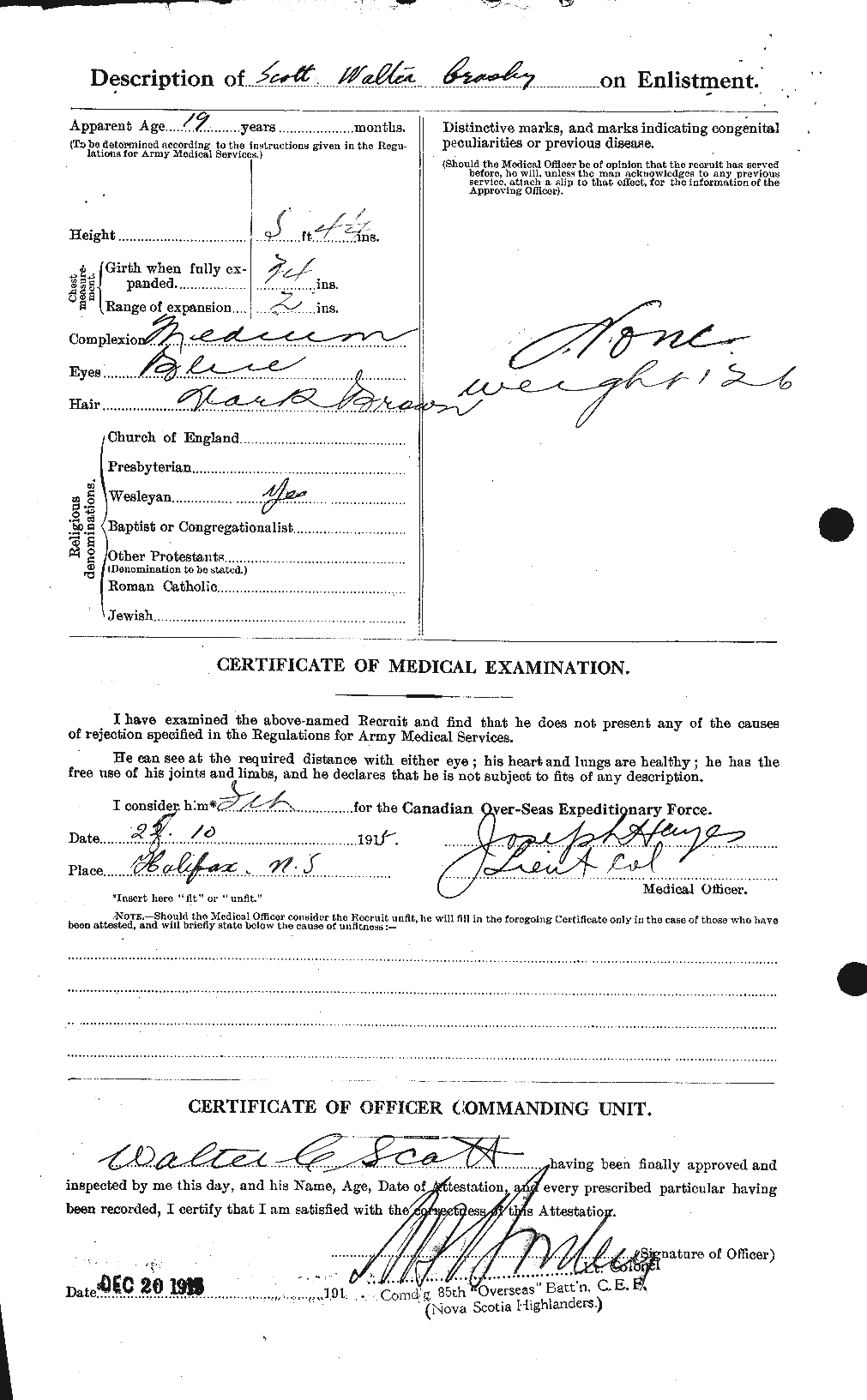 Dossiers du Personnel de la Première Guerre mondiale - CEC 087998b