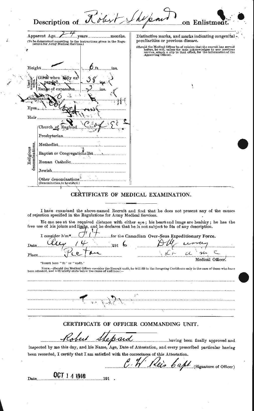Dossiers du Personnel de la Première Guerre mondiale - CEC 088153b