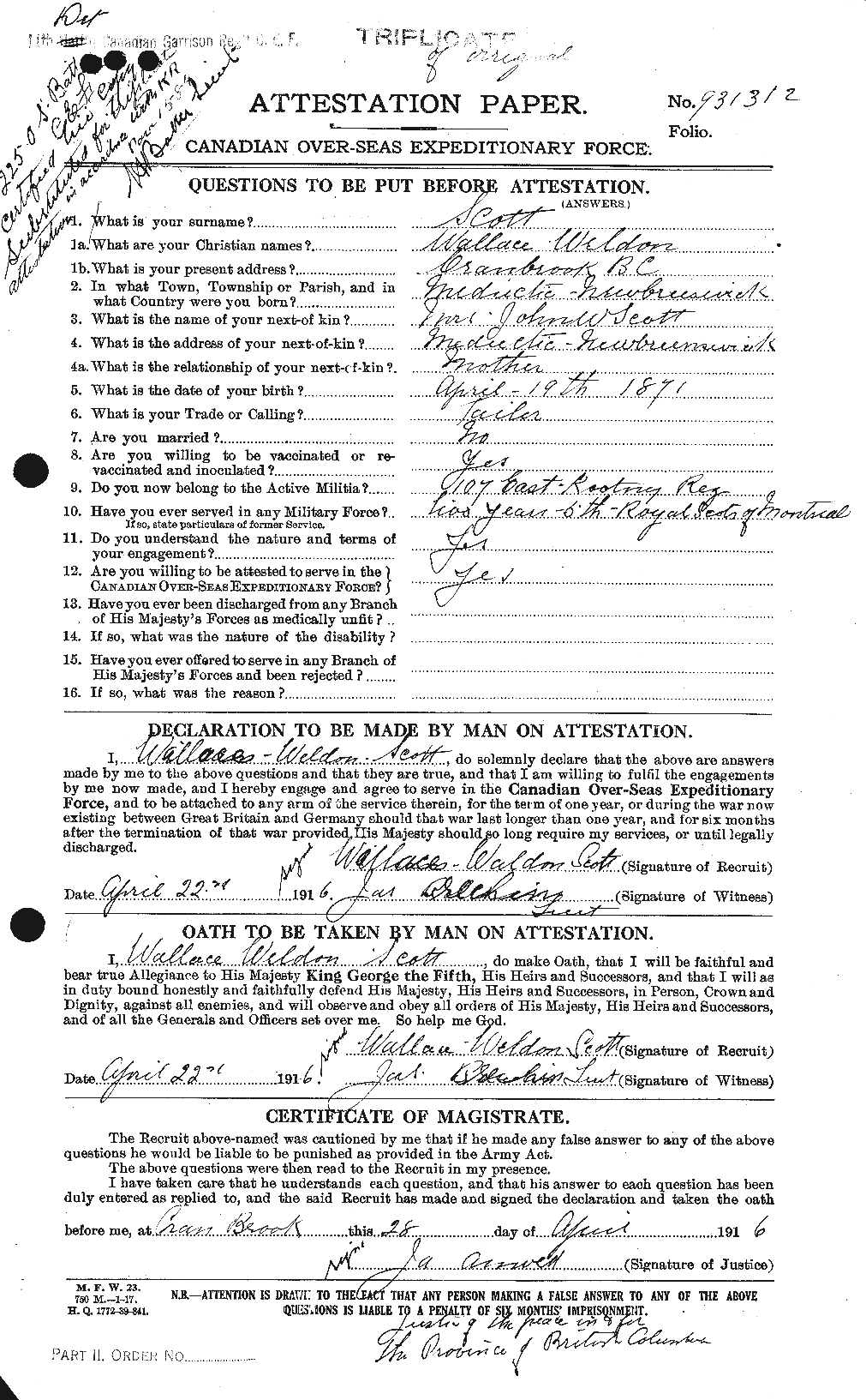 Personnel Records of the First World War - CEF 088192a