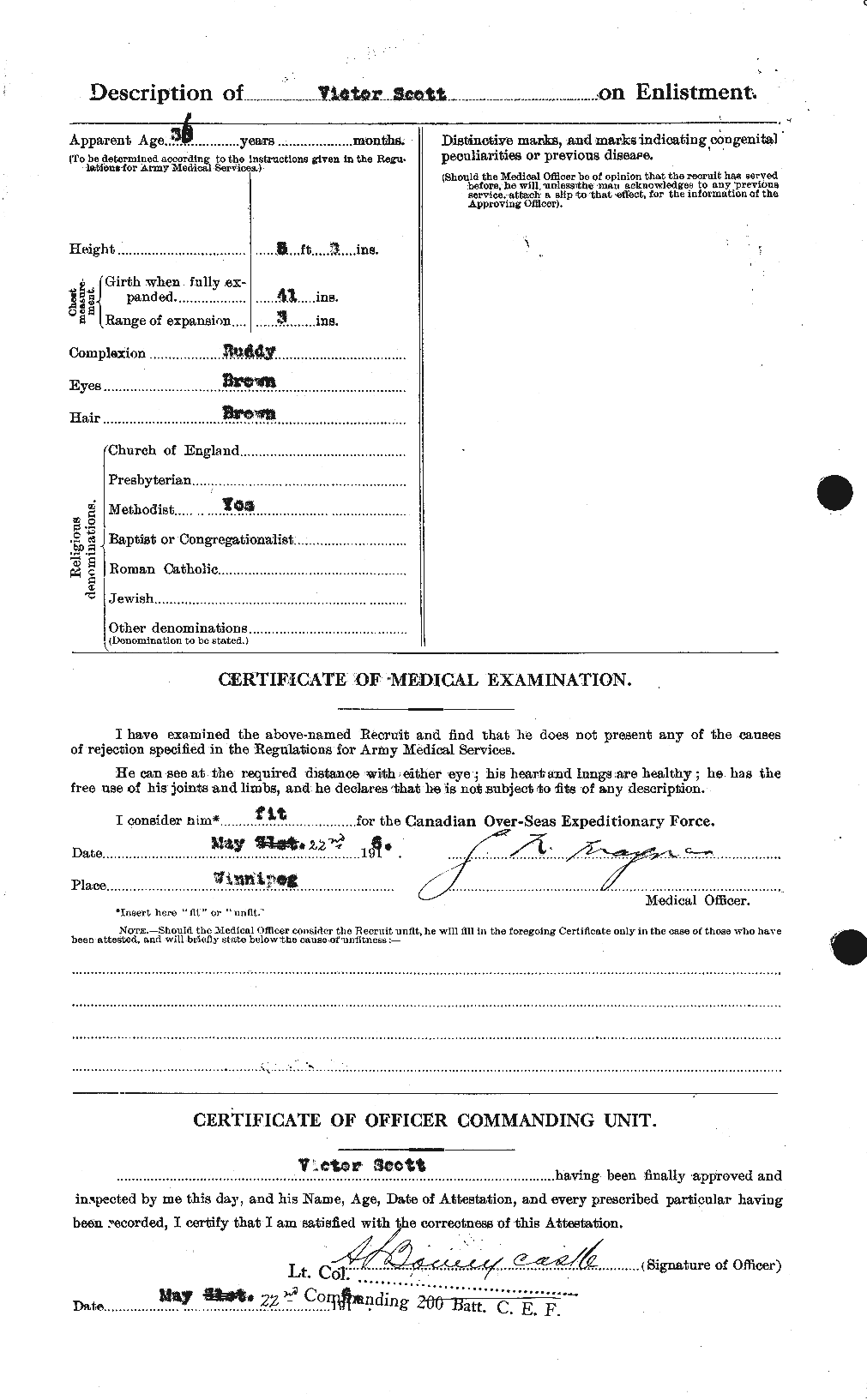 Dossiers du Personnel de la Première Guerre mondiale - CEC 088205b