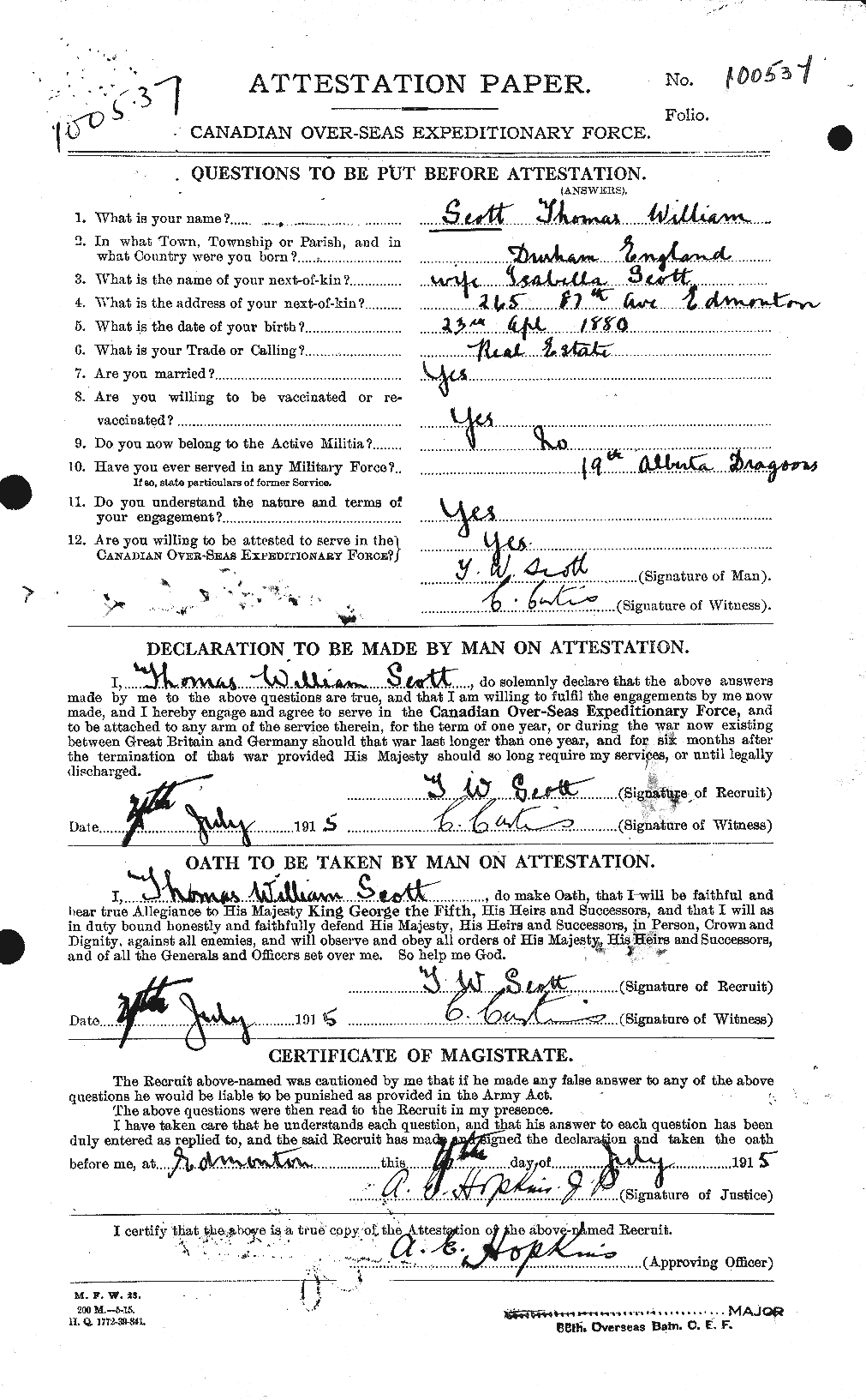 Personnel Records of the First World War - CEF 088215a