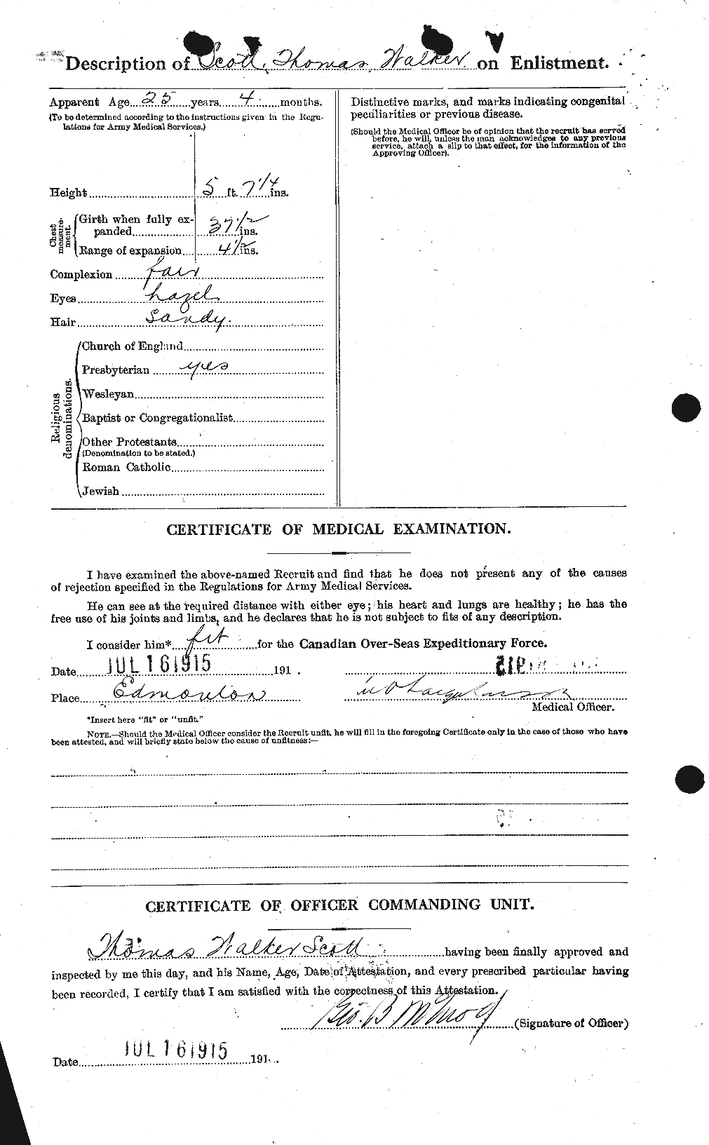 Dossiers du Personnel de la Première Guerre mondiale - CEC 088217b