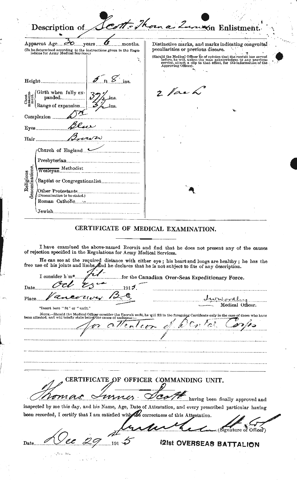 Dossiers du Personnel de la Première Guerre mondiale - CEC 088219b