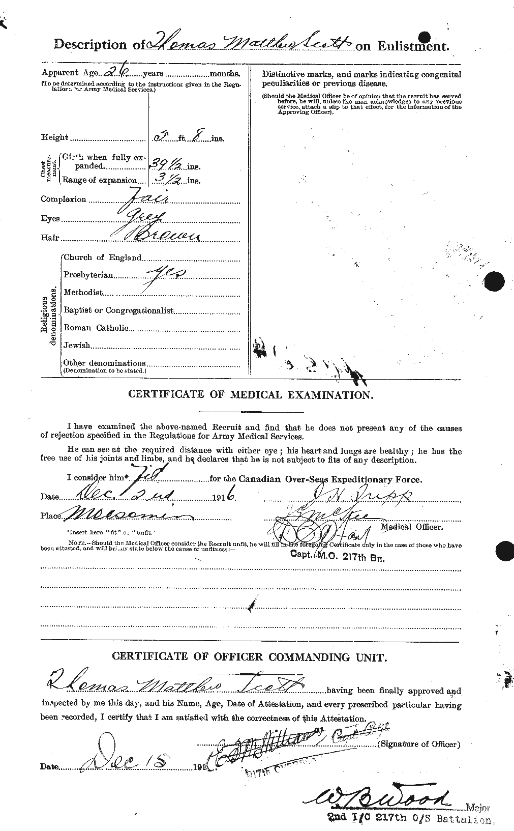 Dossiers du Personnel de la Première Guerre mondiale - CEC 088228b