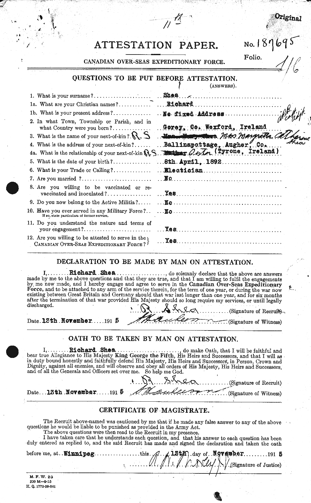 Personnel Records of the First World War - CEF 088316a