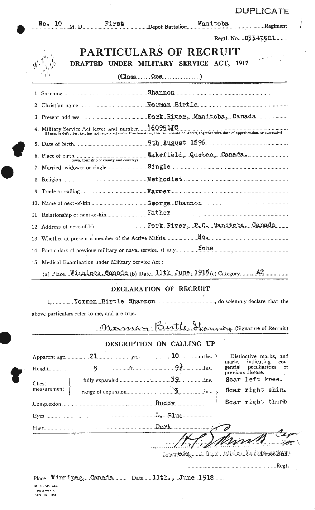 Dossiers du Personnel de la Première Guerre mondiale - CEC 088437a