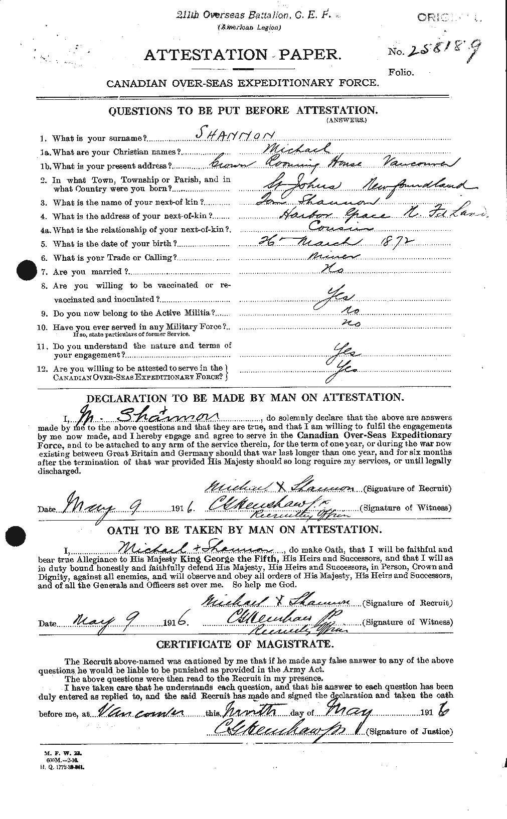 Personnel Records of the First World War - CEF 088440a