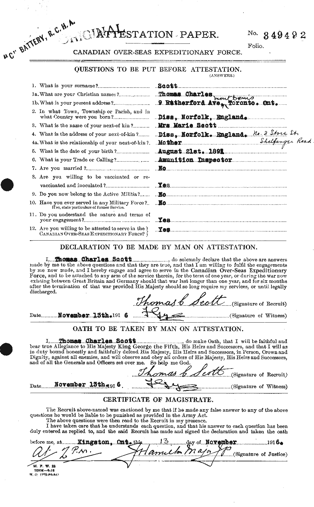 Personnel Records of the First World War - CEF 088520a