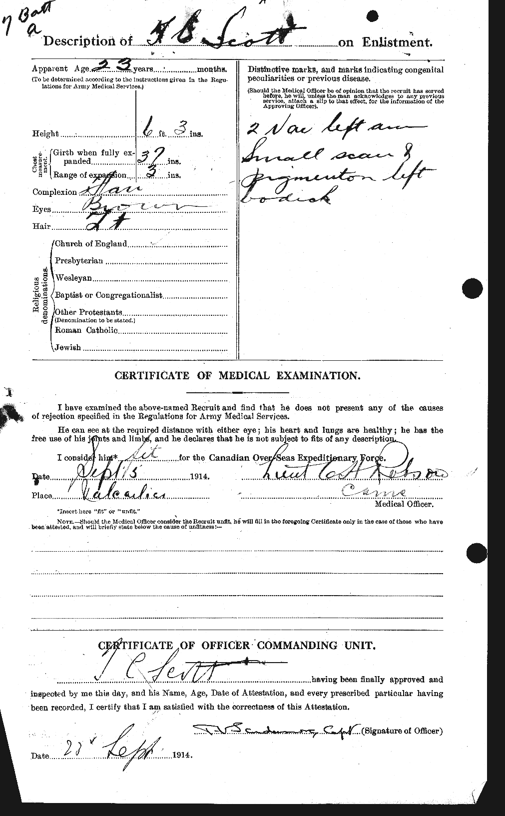 Dossiers du Personnel de la Première Guerre mondiale - CEC 088521b