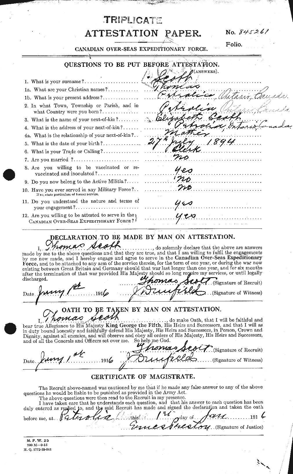 Personnel Records of the First World War - CEF 088534a