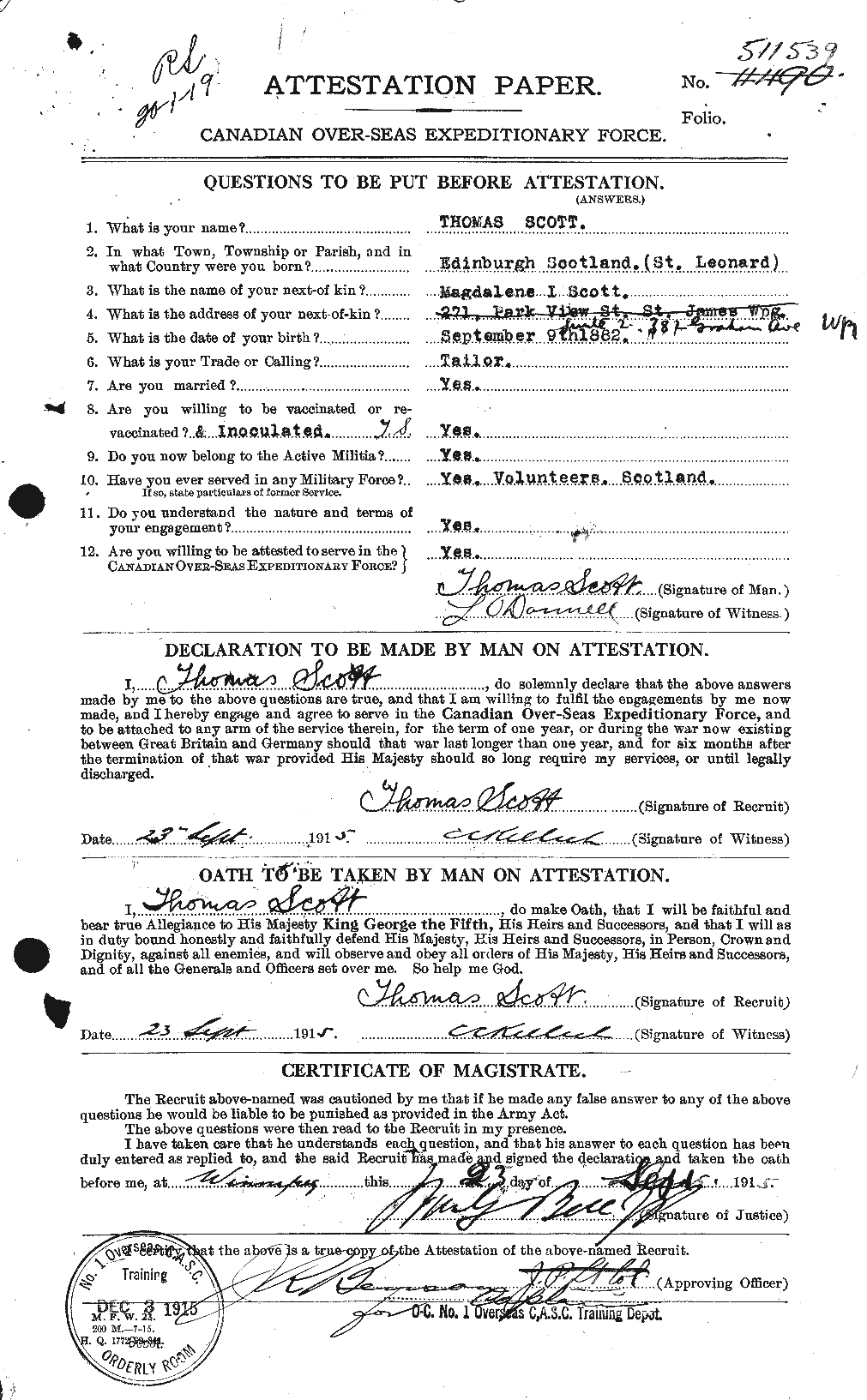 Personnel Records of the First World War - CEF 088535a