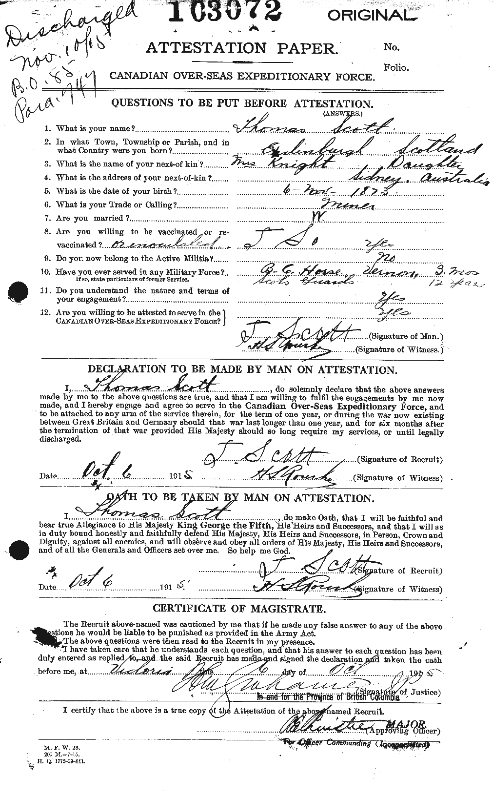Personnel Records of the First World War - CEF 088538a