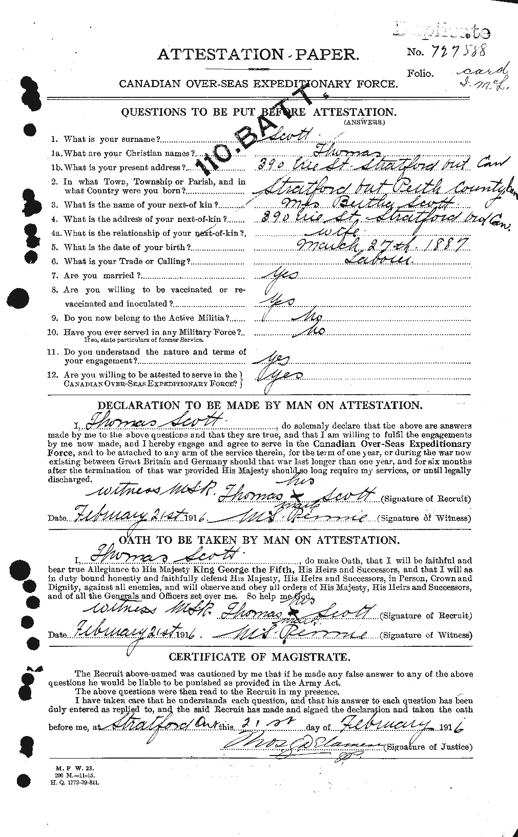 Personnel Records of the First World War - CEF 088540a
