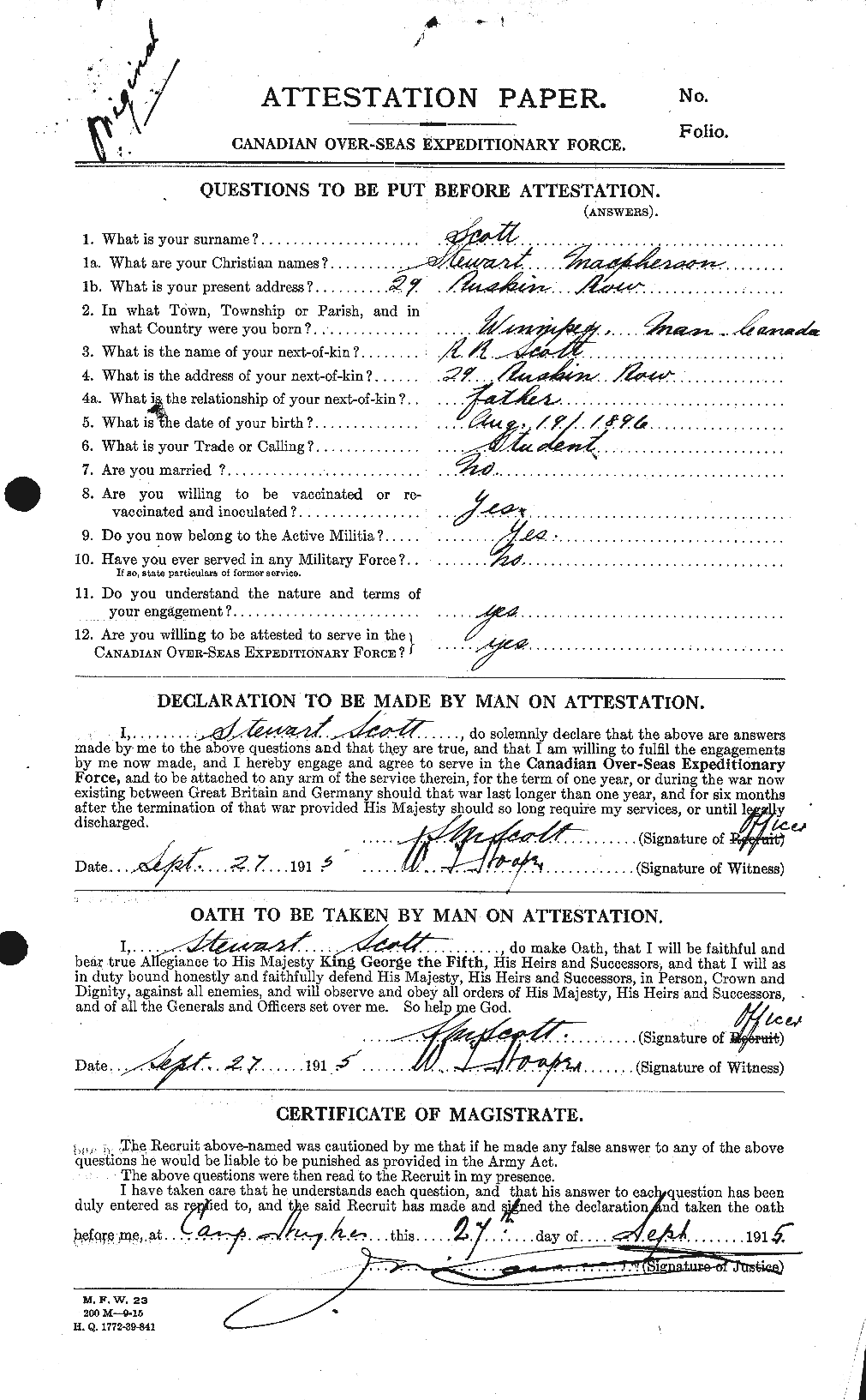 Personnel Records of the First World War - CEF 088557a