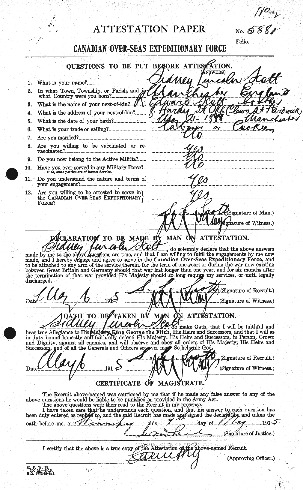 Personnel Records of the First World War - CEF 088845a