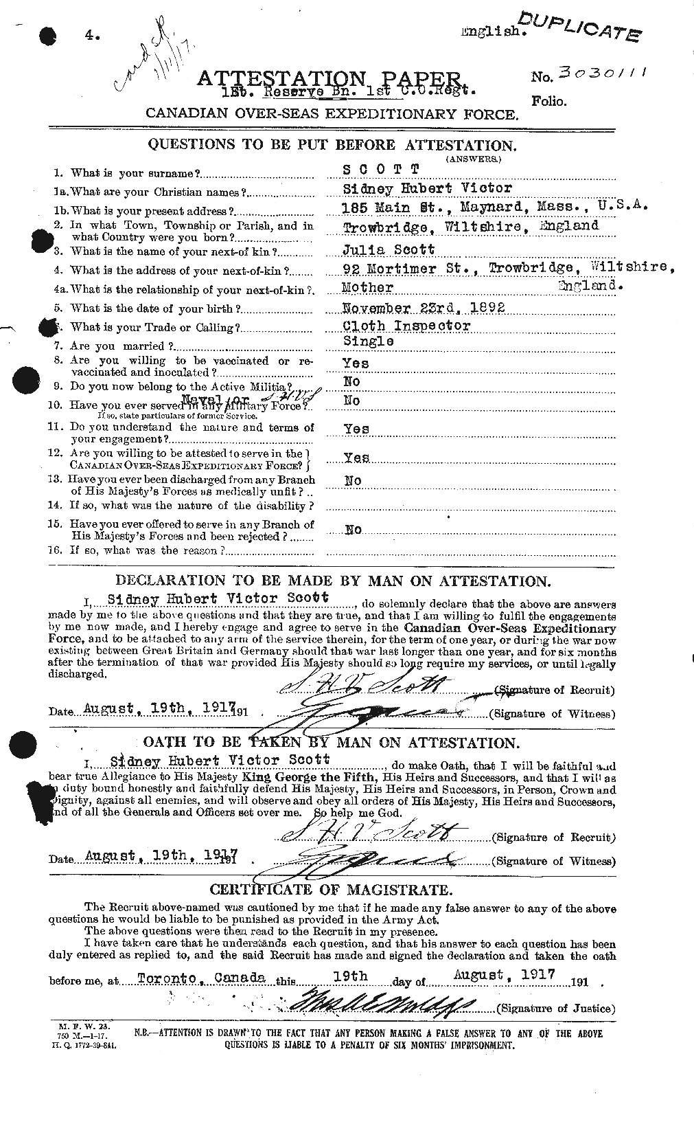 Personnel Records of the First World War - CEF 088846a