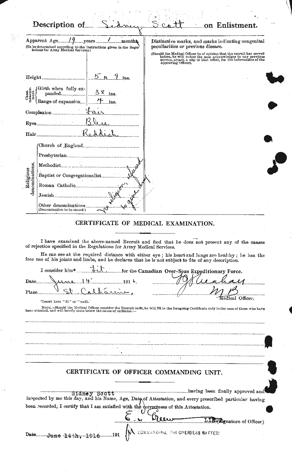 Dossiers du Personnel de la Première Guerre mondiale - CEC 088850b