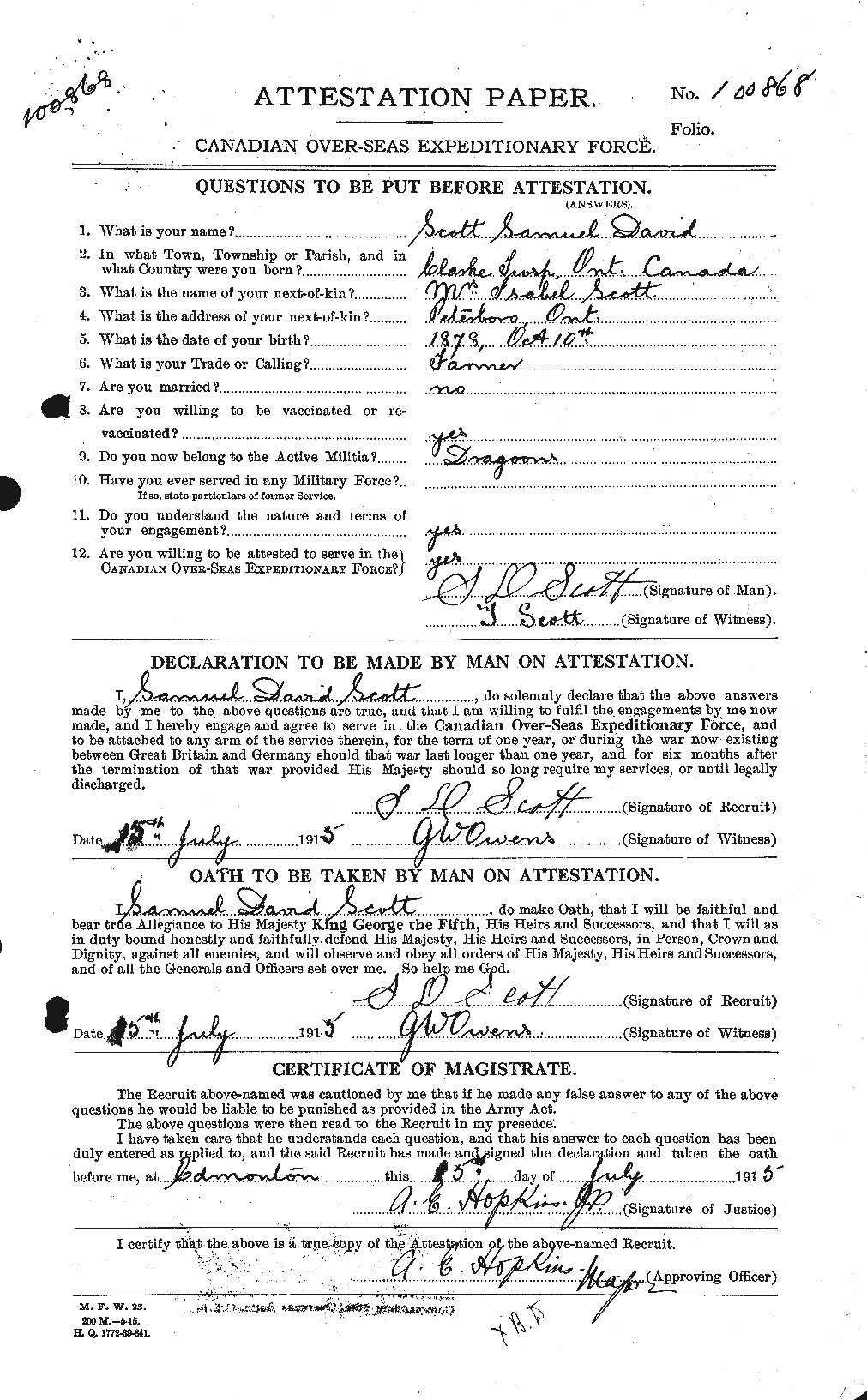 Personnel Records of the First World War - CEF 088861a