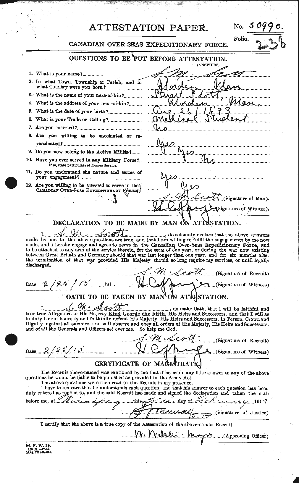 Personnel Records of the First World War - CEF 088874a