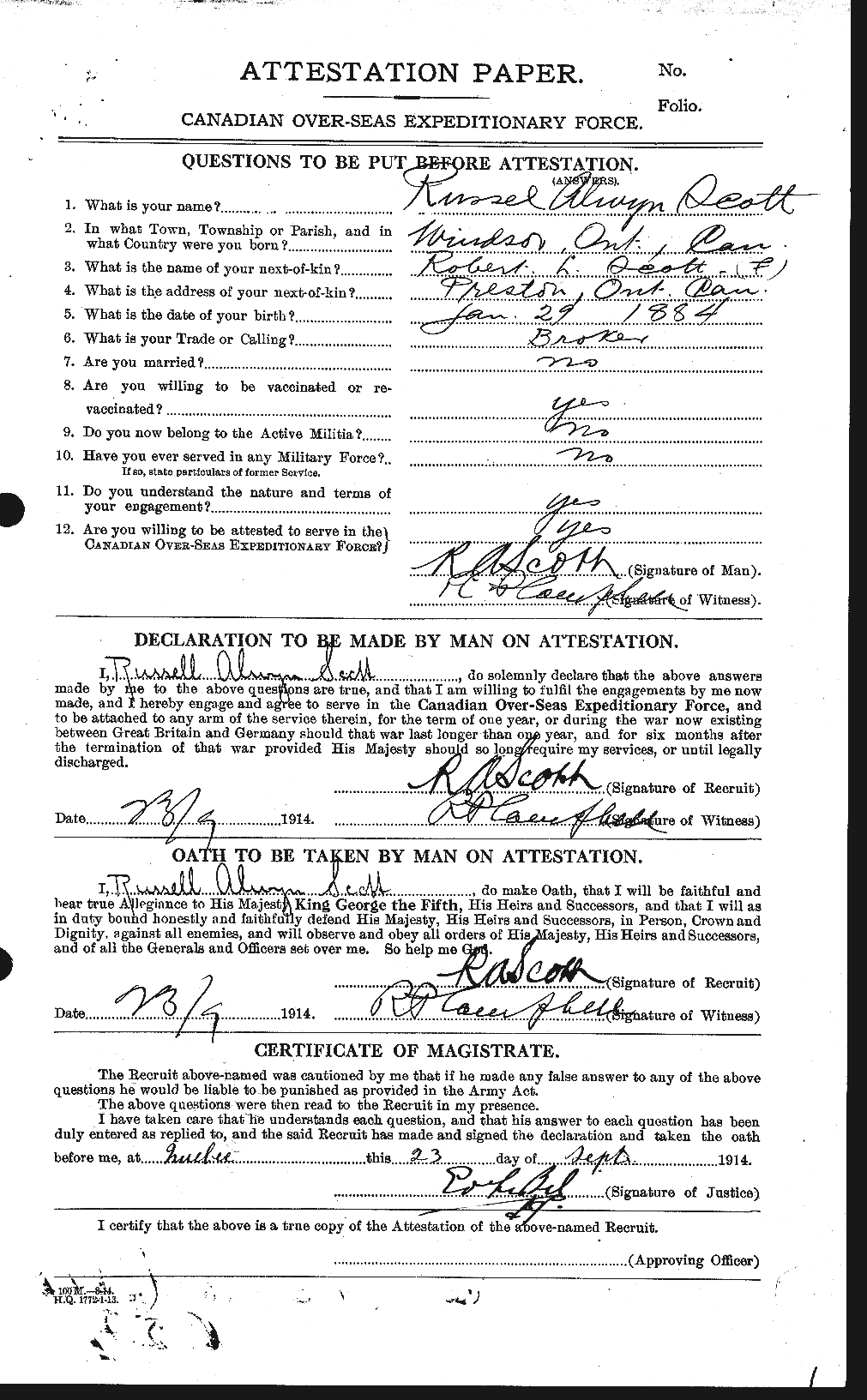 Personnel Records of the First World War - CEF 088879a