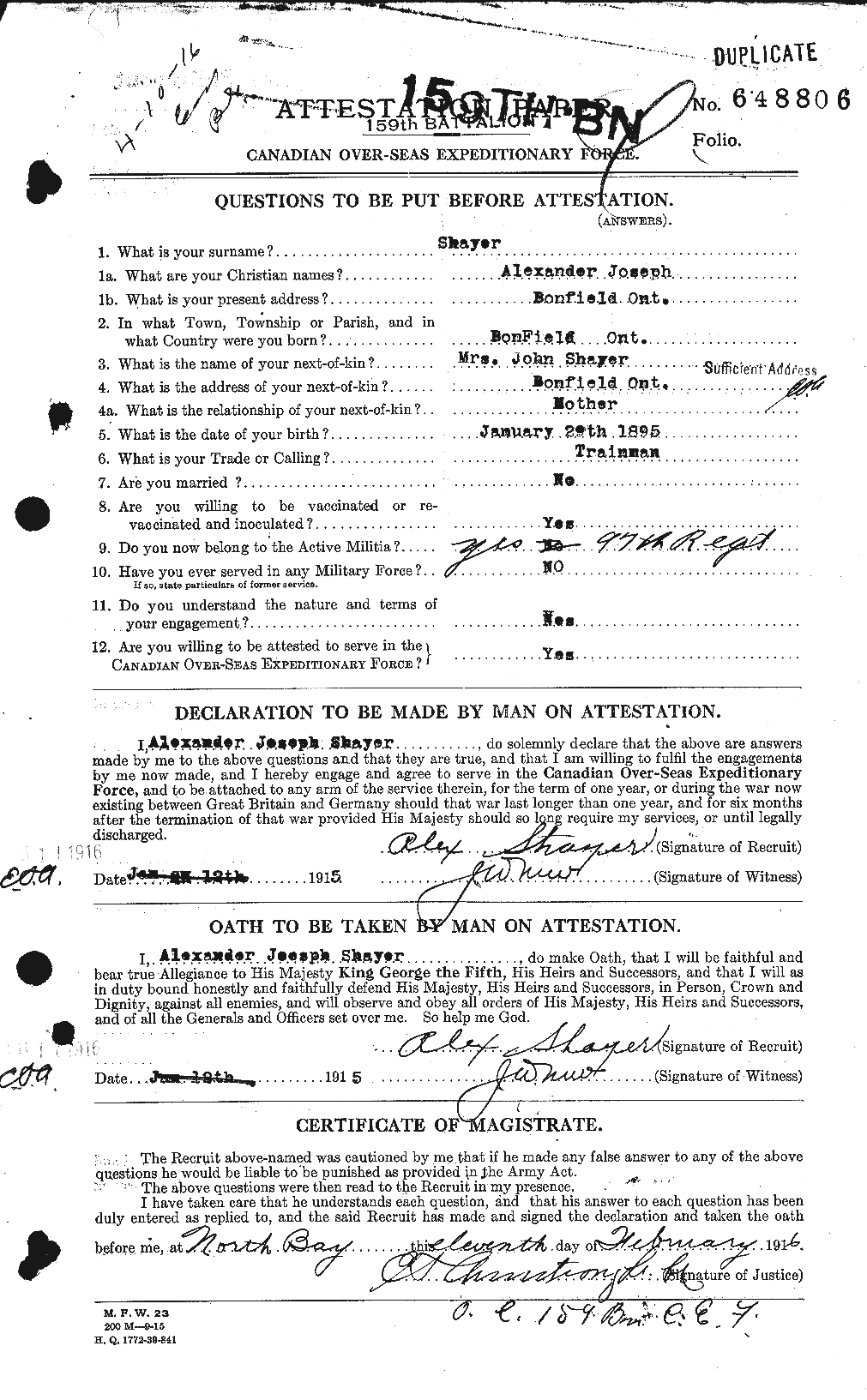 Personnel Records of the First World War - CEF 088918a
