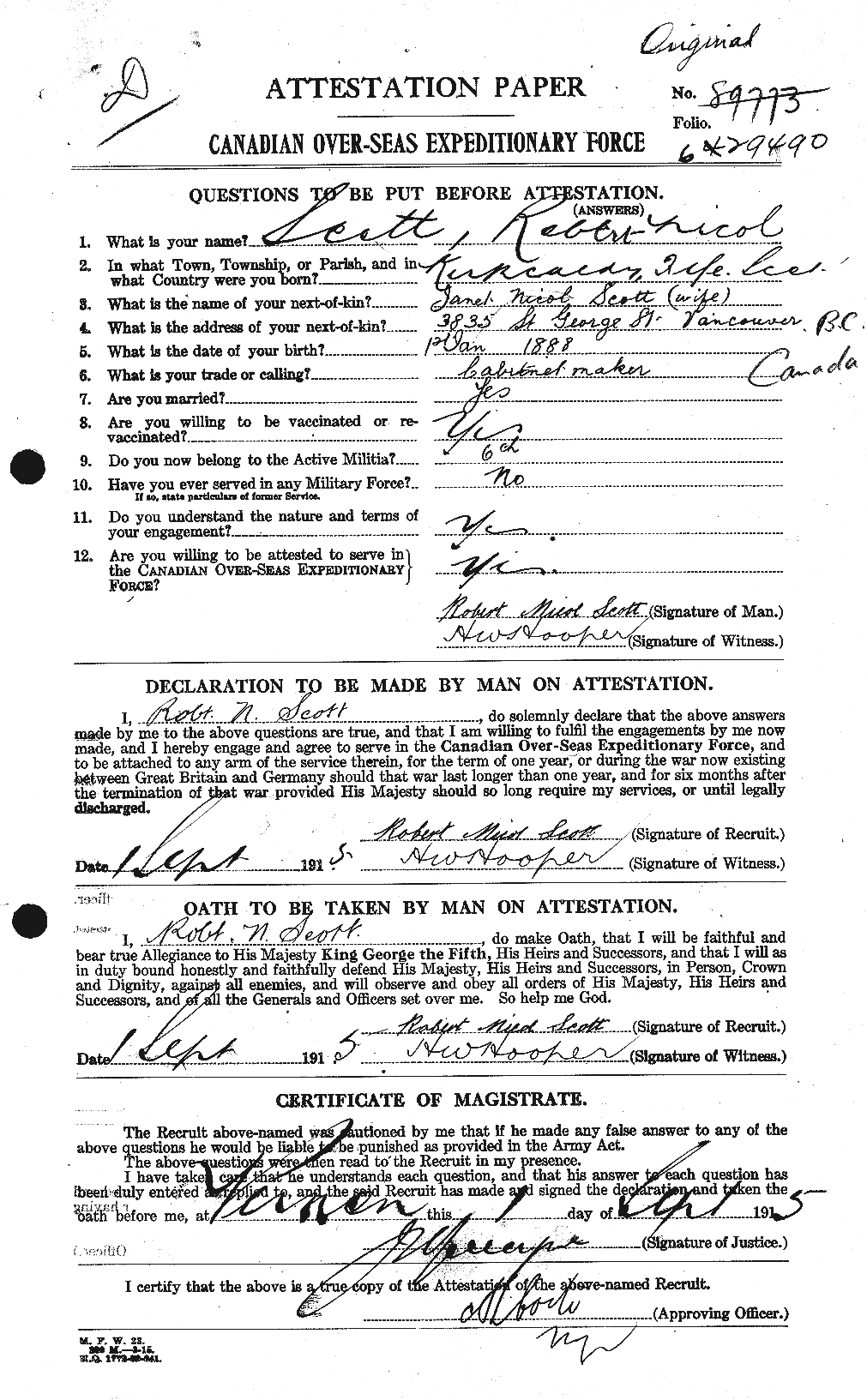 Personnel Records of the First World War - CEF 089122a