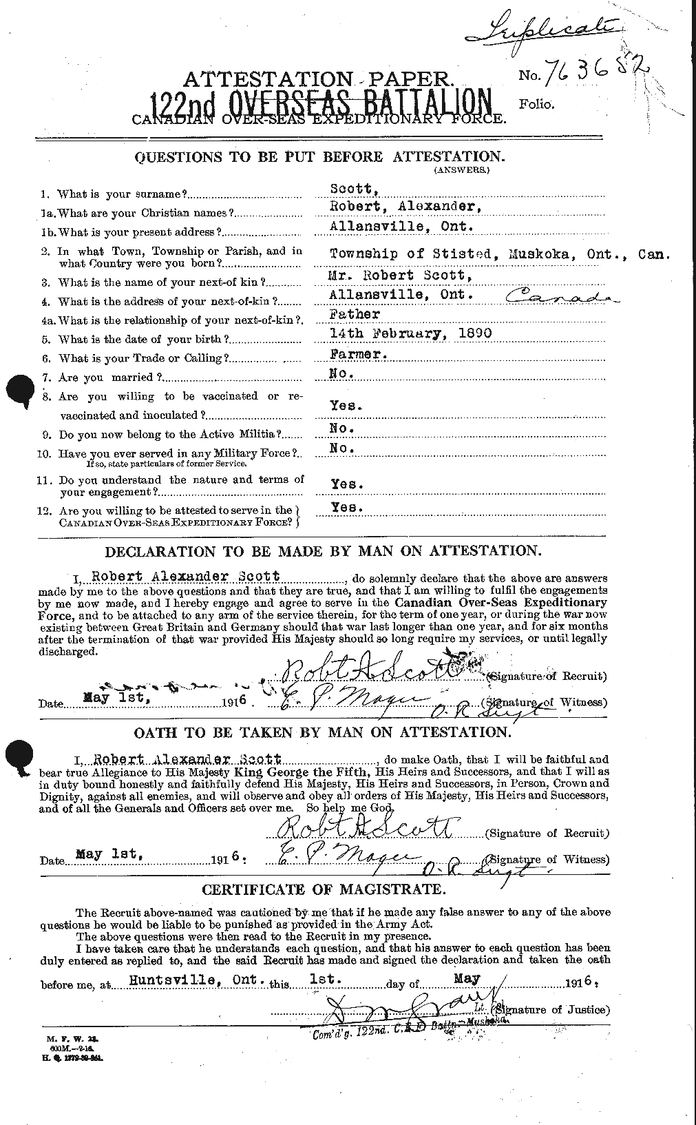 Personnel Records of the First World War - CEF 089216a