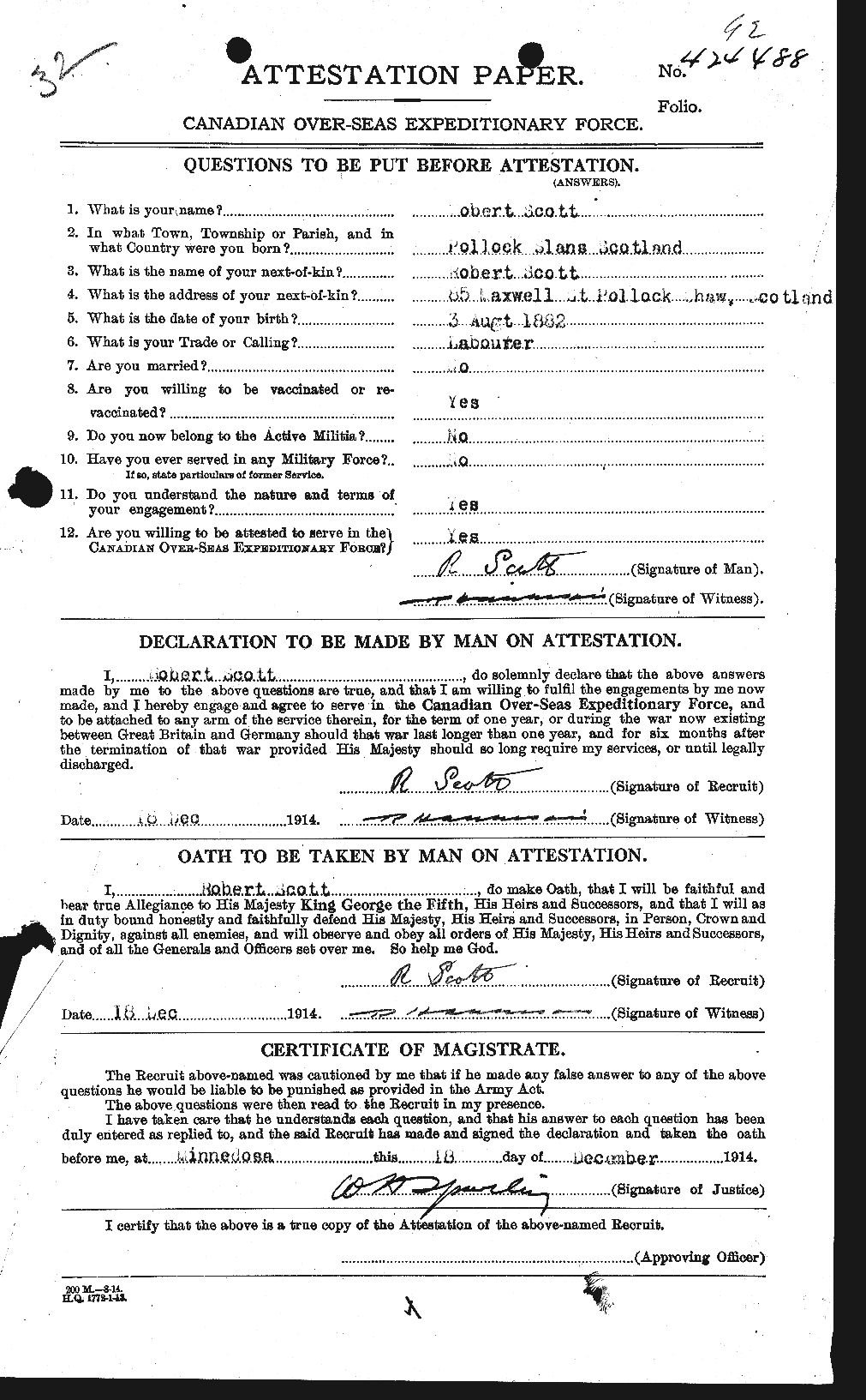 Personnel Records of the First World War - CEF 089220a