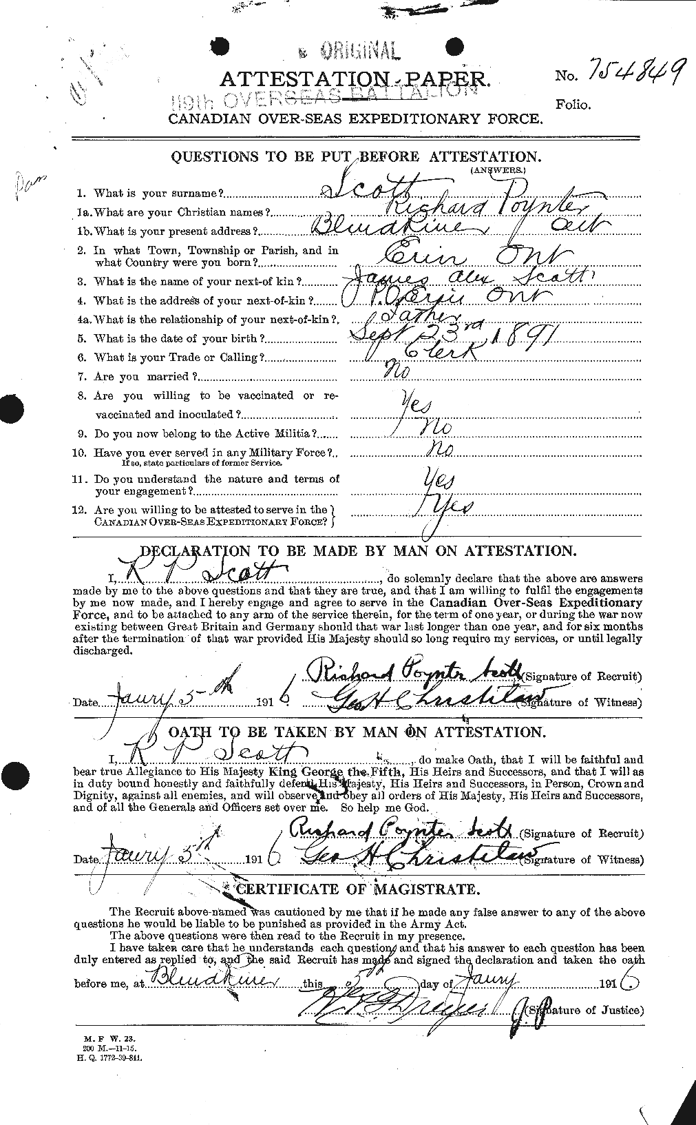 Personnel Records of the First World War - CEF 089256a