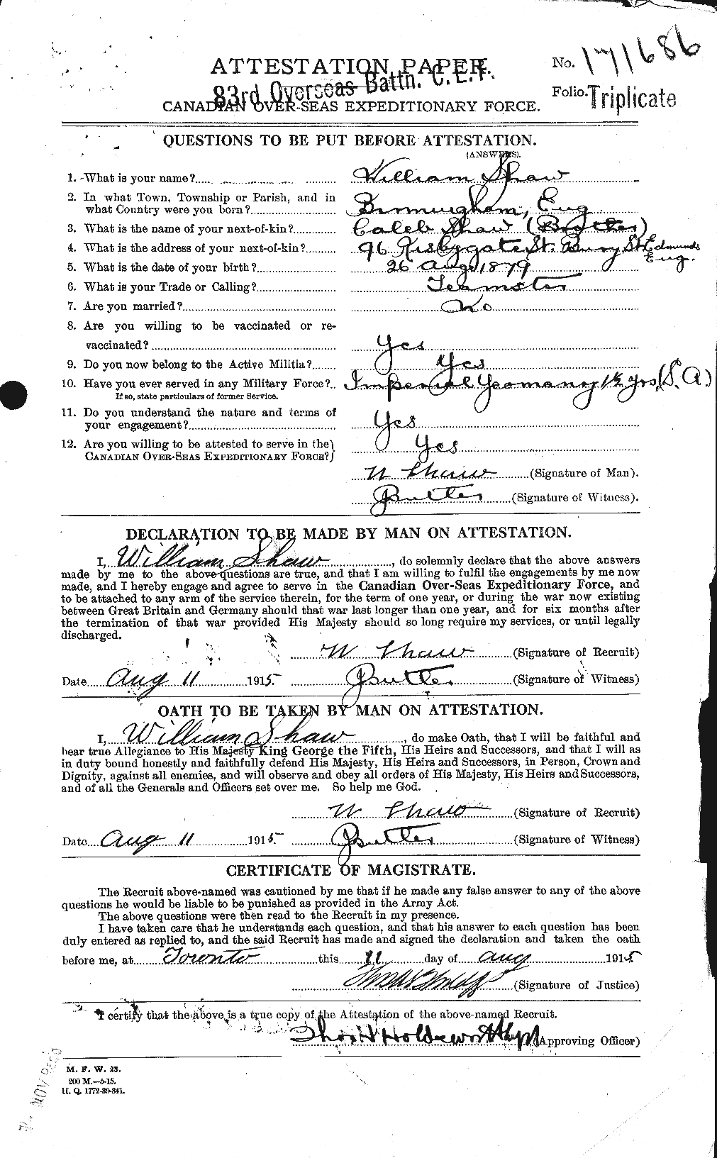 Personnel Records of the First World War - CEF 089439a