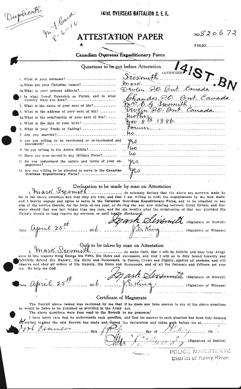 Personnel Records of the First World War - CEF 089556a