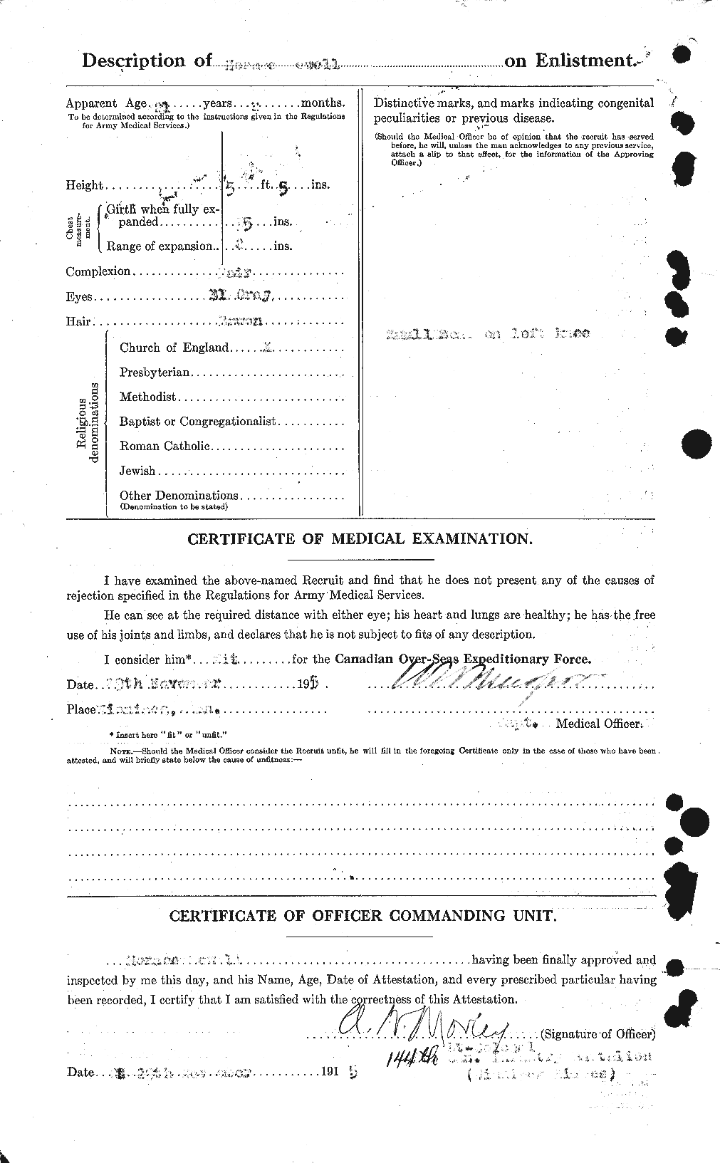 Dossiers du Personnel de la Première Guerre mondiale - CEC 089737b