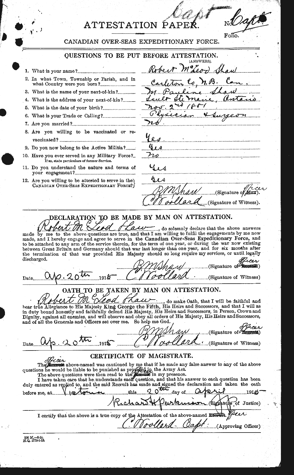Personnel Records of the First World War - CEF 089832a