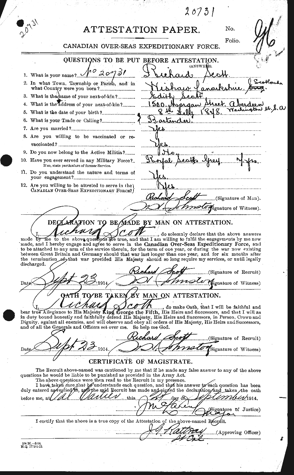 Personnel Records of the First World War - CEF 090182a