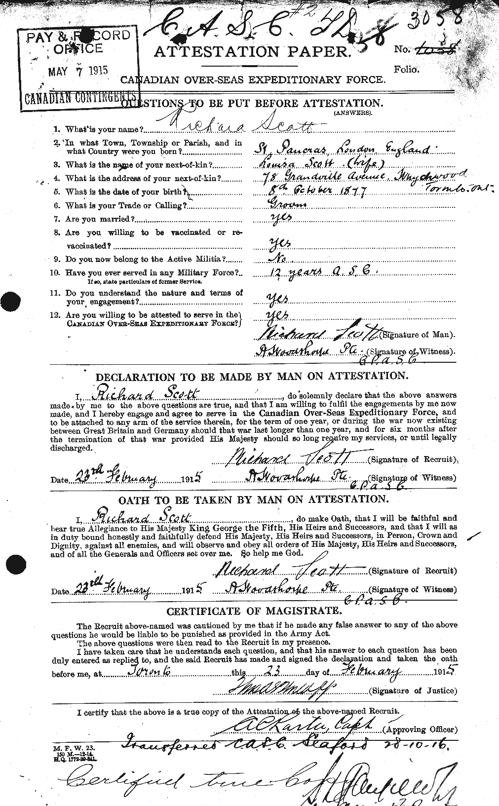 Personnel Records of the First World War - CEF 090187a