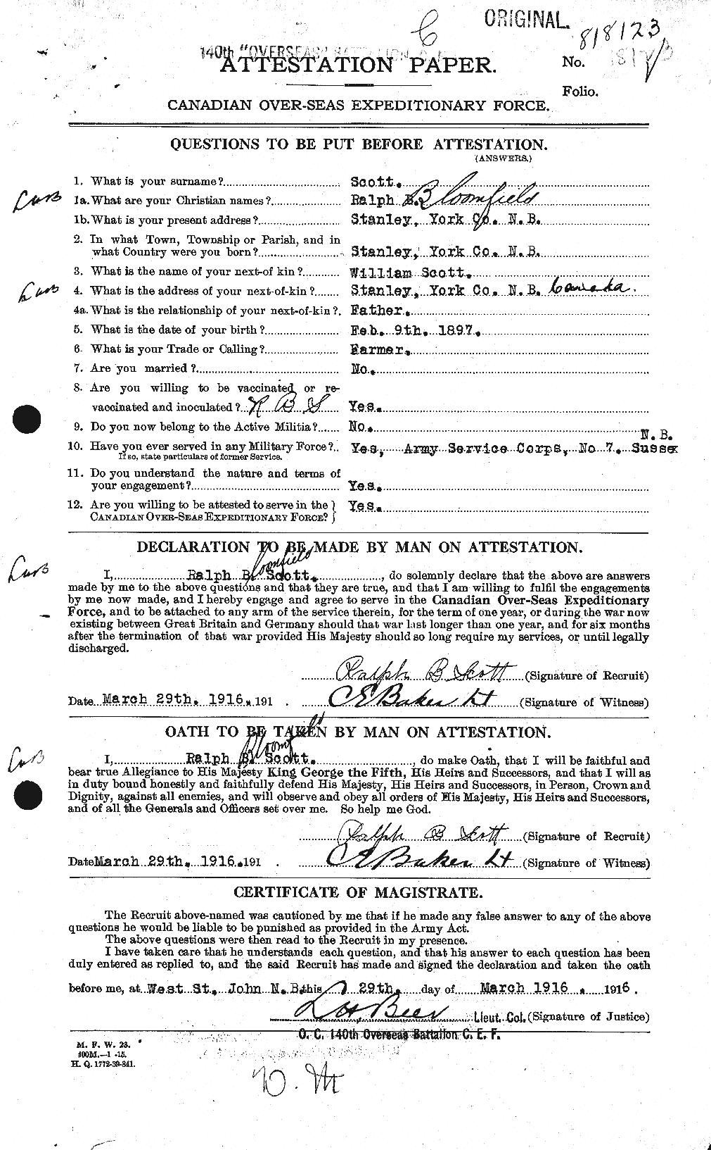 Personnel Records of the First World War - CEF 090207a