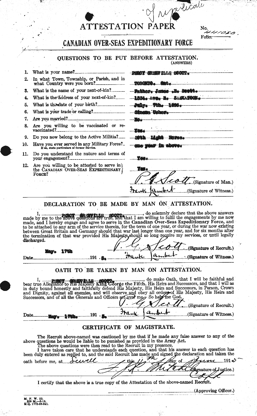 Personnel Records of the First World War - CEF 090226a