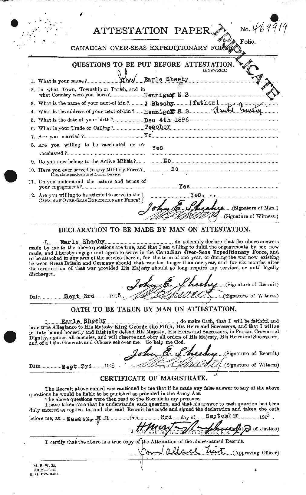 Personnel Records of the First World War - CEF 091003a