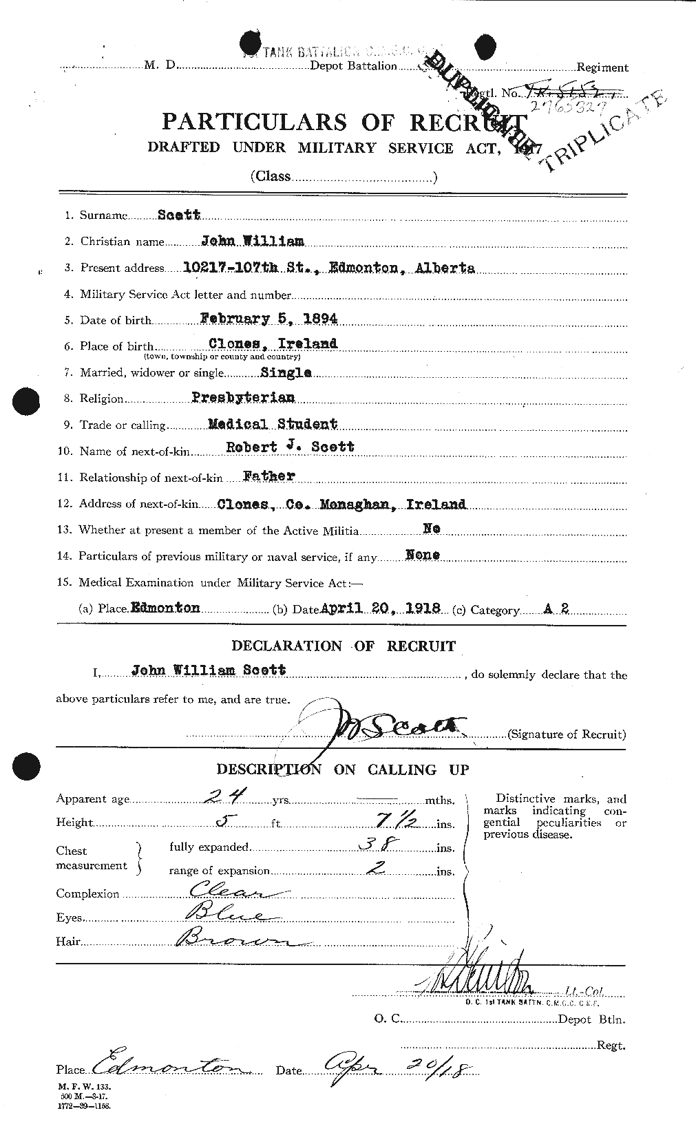 Personnel Records of the First World War - CEF 091228a