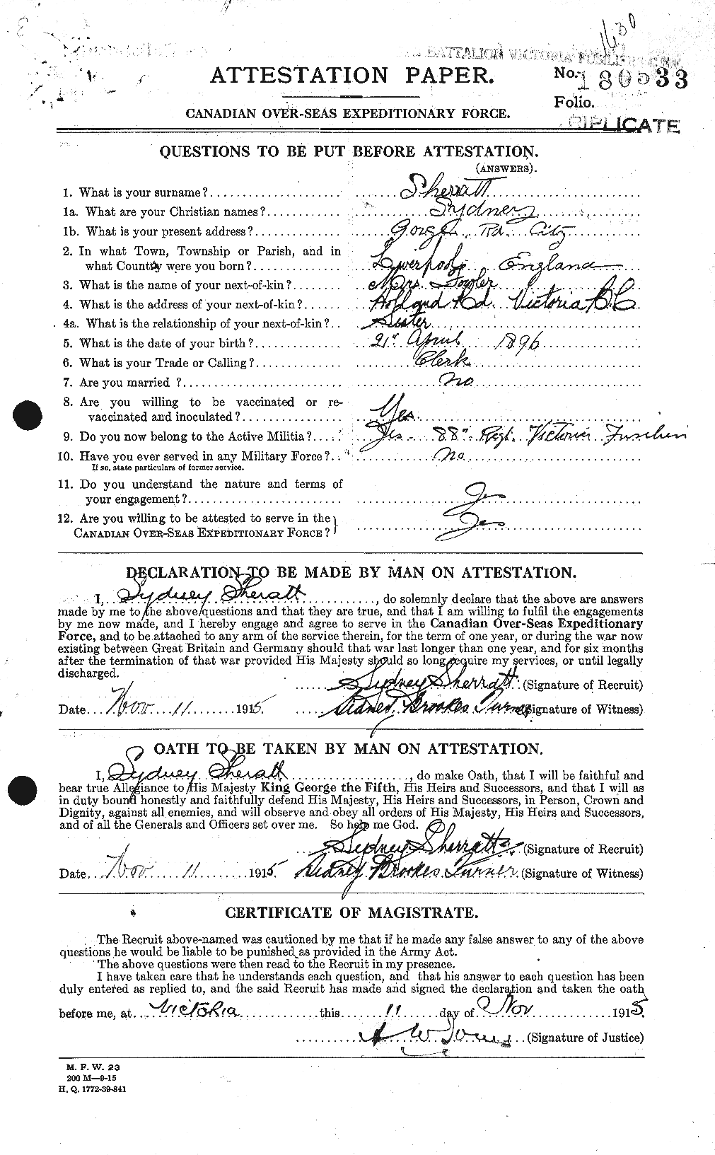 Personnel Records of the First World War - CEF 092532a