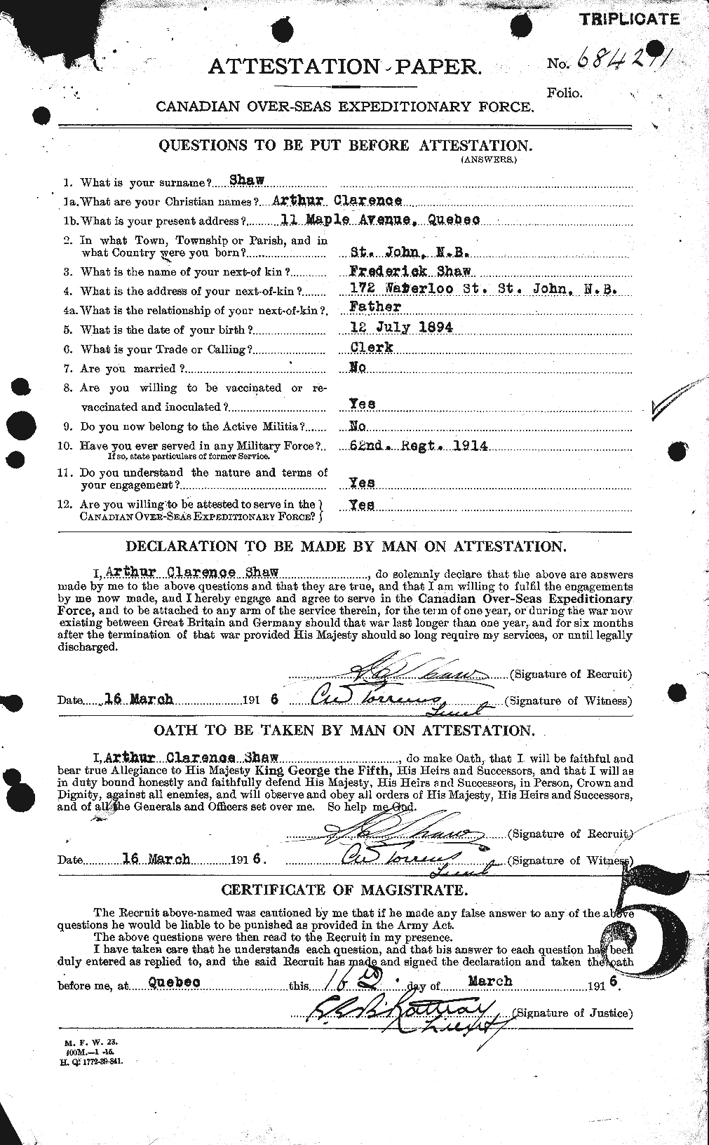 Personnel Records of the First World War - CEF 093239a