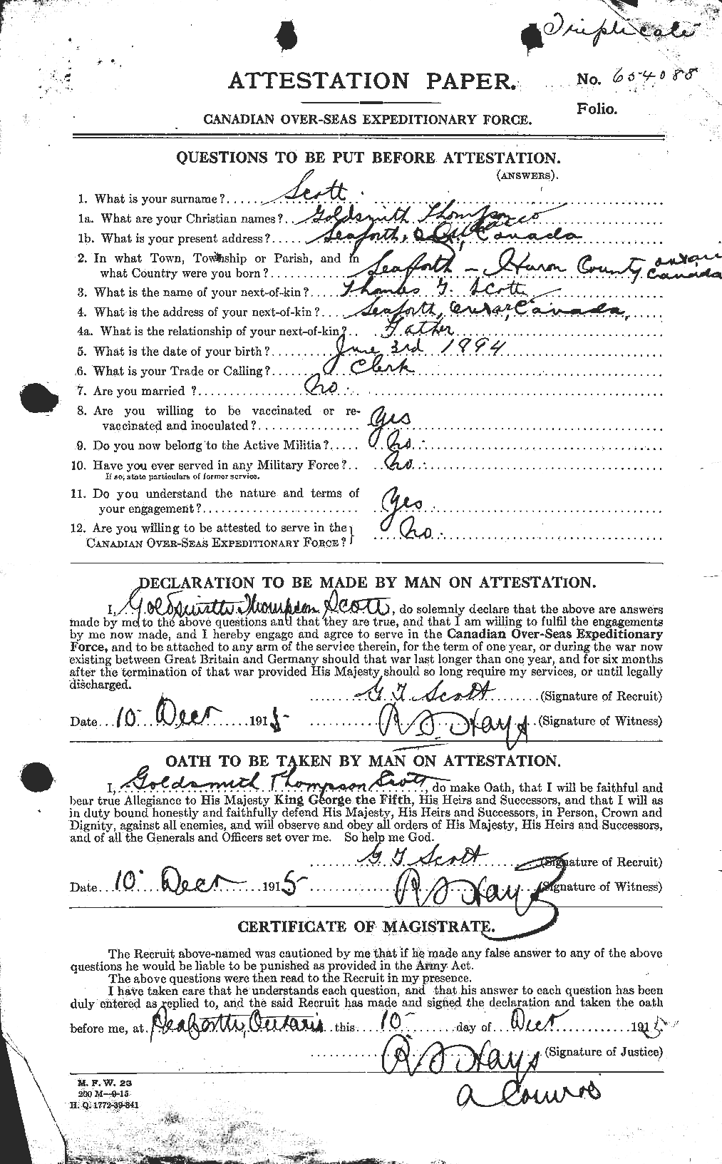 Personnel Records of the First World War - CEF 094046a