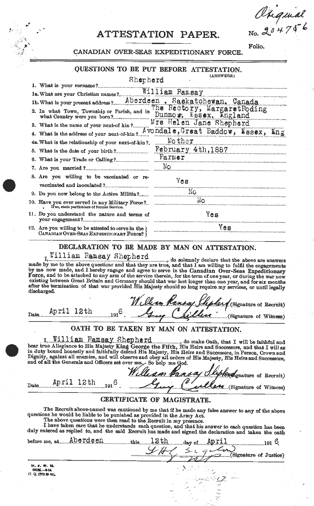 Personnel Records of the First World War - CEF 094457a
