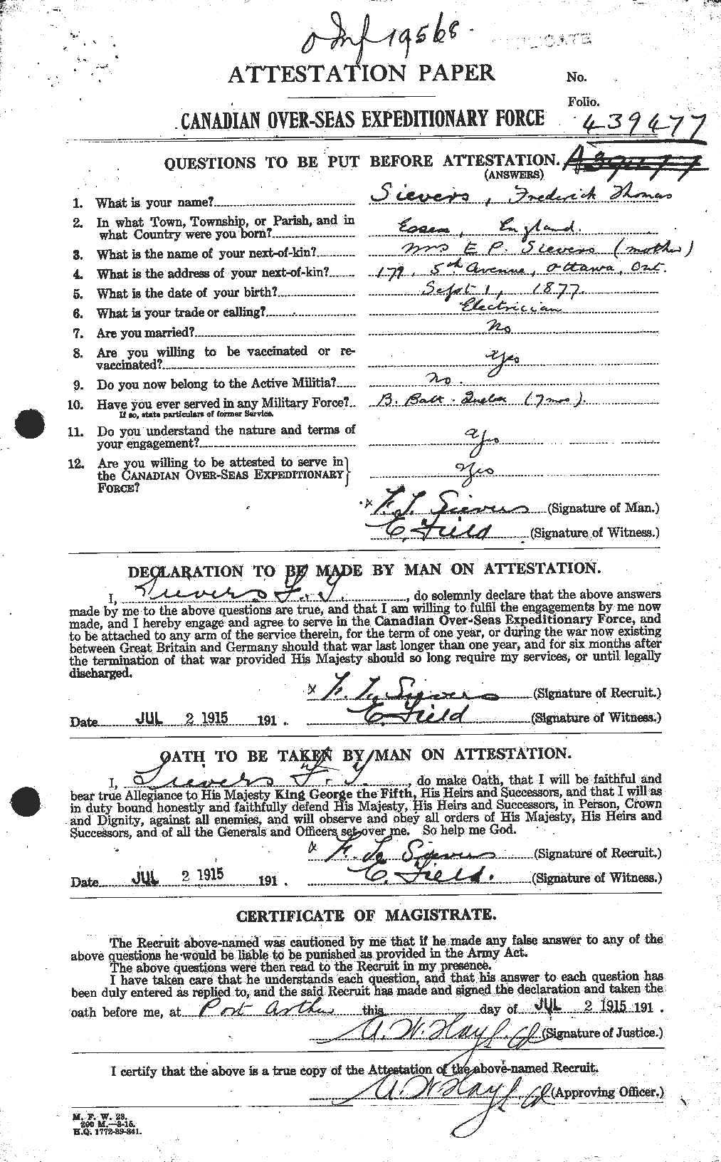 Personnel Records of the First World War - CEF 094638a